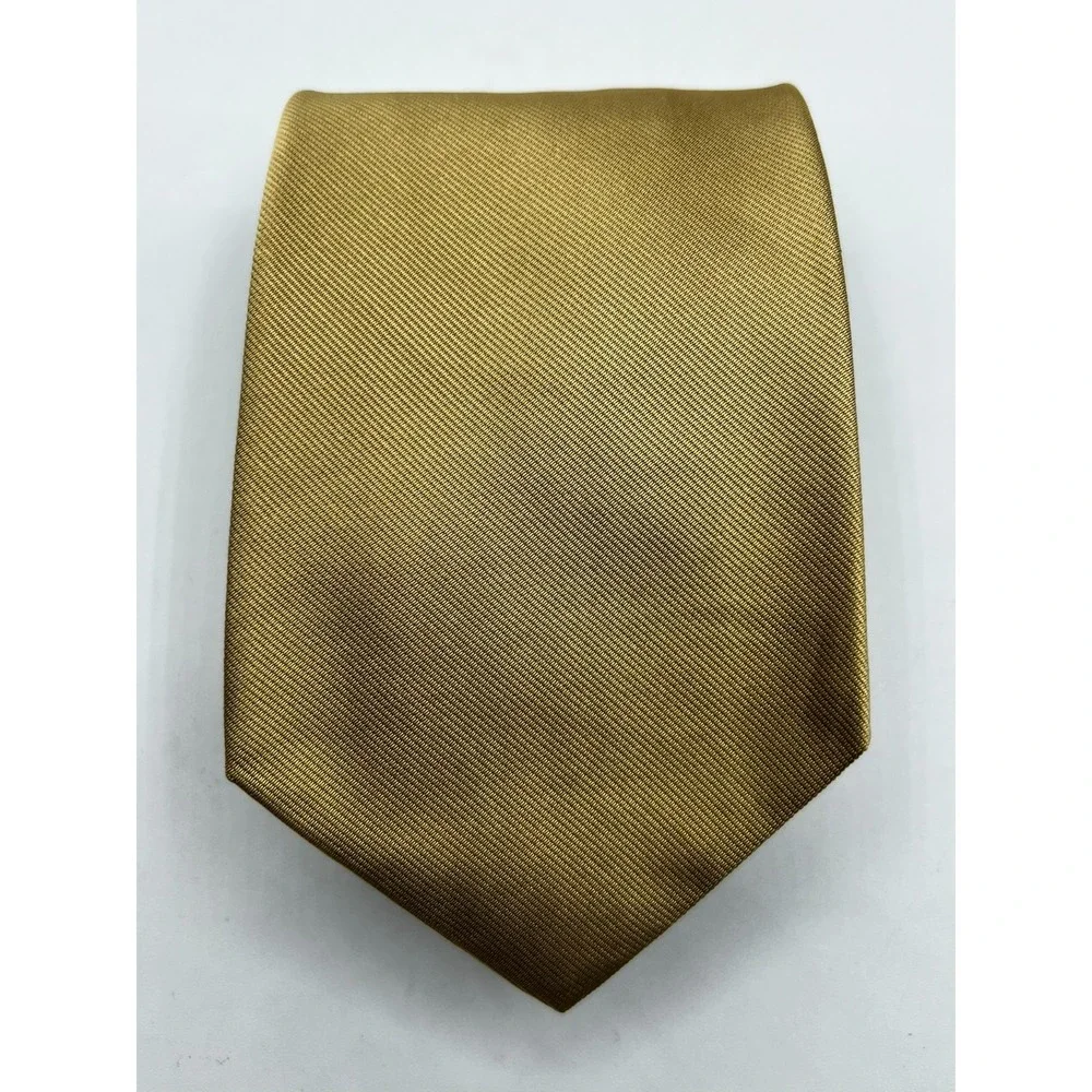 Brothers Makers Pure Silk Woven Gold Men's Necktie Hand Made‎ USA L: 58
